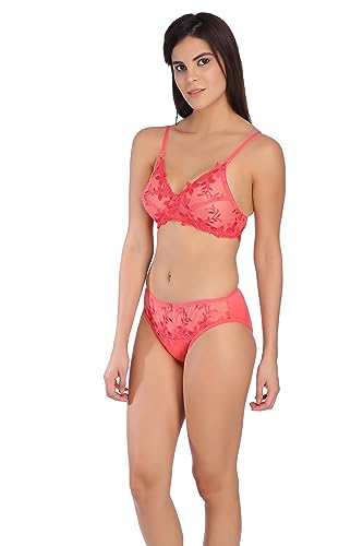 Image of Tipsy Women's Net Lace Non Padded Non Wired Bra Panty Set