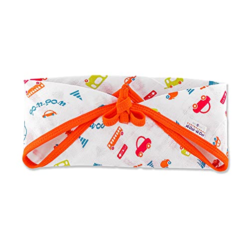 Image of Pom Pom Sweethearts Washable Reusable Printed Triangle Cotton Muslin Nappy, Langot For New Born Baby - Pack of 10 (Traffic Print 0-3 Months)