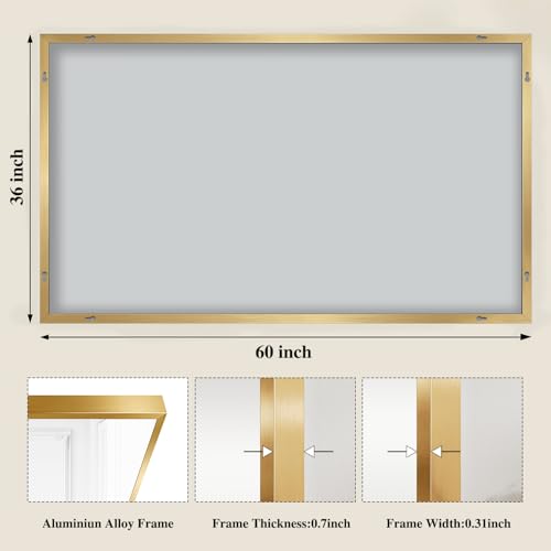 Image of Koonmi Gold Mirrors for Wall, 36x60 Inch Bathroom Mirror, Rectangular Wall Mirror for Living Room Bedroom Bathroom, Hangs Horizontally or Vertically