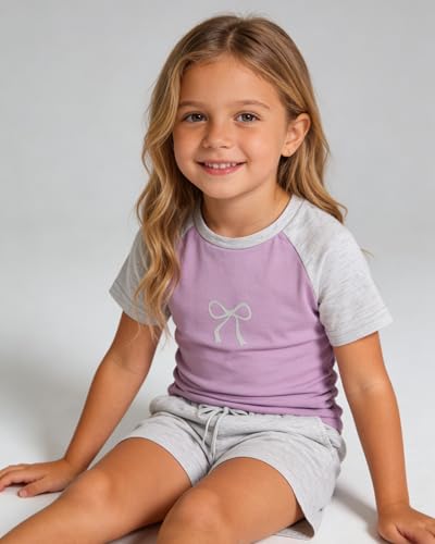 Image of Cakaner Toddler Kids Girl Clothes Floral Letter Graphic Top + Shorts 2PC Girls Summer Short Set