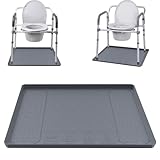 Bedside Commodes Mat, 27''×27'' Bedside Toilet Floor Mat with Raised Edge, Silicone Non-Slip Protective Mat for Under Commode Chair, Toilet Pad Waterproof Floor Protector for Floor Leak Protector