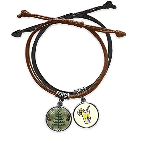 Bracelet corde et cuir brun sapin de Noël pour votre style casual