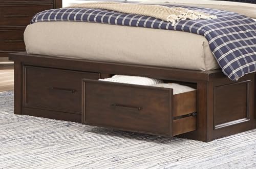 GOWE Cama Queen plataforma com 6 gavetas, 1 pç cabeceira de trenó, acabamento marrom, cama clássica