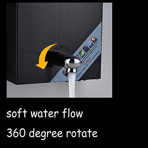 Saeuwtowy Shower Panel Tower System Wall Mounted Bathroom Column Shower Faucet Waterfall Rainfall Oil Rubbed Bronze with Spa Massage Jets Sprayer Tub Spout Hand shower