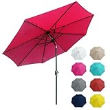 Garden lucky 9FT Outdoor Patio Umbrella Outdoor Table Umbrella with Push Button Tilt and Crank, Market Umbrella 8 Sturdy Ribs UV Protection Waterproof for Garden, Deck, Backyard, Pool Pink