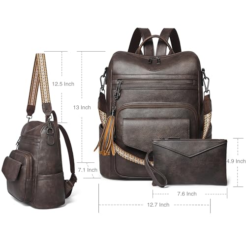 Image of Shrrie Leather Womens Backpack Purse Convertible Crossbody Shoulder Strap | Water Resistant Flap Fashion Backpack,Magnetic Pocket Design,Anti-theft Pocket,Adjustable Strap for Work College Casual