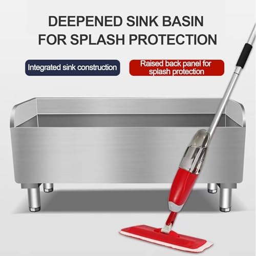 Large-Capacity Commercial Mop Bucket with Deep Trough, Floor-Mounted for Kitchens & Dining Areas, Practical Design (41x100cm/16.1x39.4in)