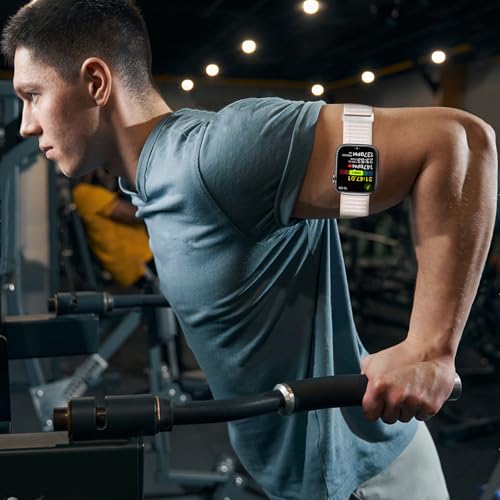 Image of Ankle /Arm Band Compatible with Apple Watch 49mm 46mm 45mm 44mm 42mm 41mm 40mm 38mm, Breathable Nylon Armband for IWatch SE Ultra Series 10 9 8 7 6 5 4 3 2 1, Stretchy Ankle Strap for Women Men