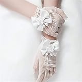Spitzen Handschuhe,Gothic Handschuhe,2 Paar Exquisite weiße Spitze Faux Pearl Fischnetzhandschuhe Kommunion Blume für 4-15 Jahre Mädchen Kinder Braut Braut Party Zeremonie Zubehör