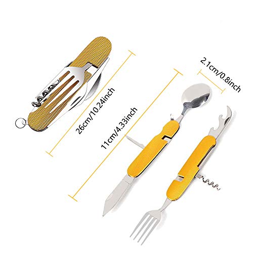Campingbesteck 6 in 1 klappbar (2 Stück) aus Edelstahl für Outdoor