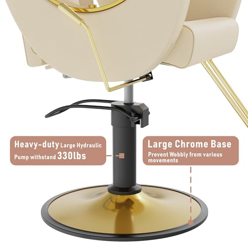 Image of LOUVIXA Barber Chair, Salon Chair for Hair Stylist, Height Adjustable Hydraulic Hair Reclining Salon Chairs, 360 Degrees Rotation, Multi-Function Shampoo Chair for Barbershop (Beige)