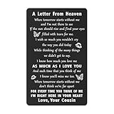 ENGZHI Loss of Cousin Sympathy Card Memorial Gifts - A Letter from Cousin In Heaven - Remembrance Bereavement Wallet Card