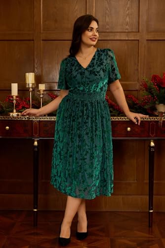 Image of TIYOMI Plus Size Velvet Dress for Women Formal Cocktail Satin Dresses for Wedding Guest XL-5XL (14W-28W)