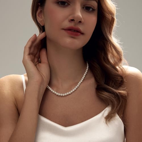 Image of Zeffy Pearl Necklace 4MM /6MM /8MM Dainty Round Imitation Pearl Choker Necklace Wedding Pearl Necklace Delicate Jewelry for Women Simple Bridesmaid Jewelry Gifts
