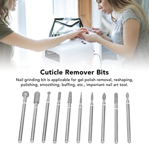 Conjunto de brocas para unhas de esmeril profissional com 10 unidades, removedor de cutícula em gel