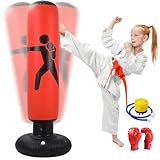 Oziral Saco de Boxeo Inflable para Niños, Saco de Boxeo de 160 cm, De pie, con Bomba de Aire y Guantes de Boxeo para Karate, Kickboxing, Equipo de Entrenamiento, Regalo