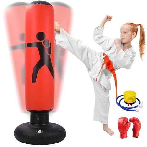 Oziral Boxsack Kinder, Aufblasbarer Boxsack,160cm Boxsack Stehend, Standboxsack mit Luftpumpe und Boxhandschuhen für Karate Kickboxen, Trainingsausrüstung, Geschenk (rot und Schwarz) Oziral Boxsack Kinder, Aufblasbarer Boxsack,160cm Boxsack Stehend, Standboxsack mit Luftpumpe und Boxhandschuhen für Karate Kickboxen, Trainingsausrüstung, Geschenk (rot und Schwarz)