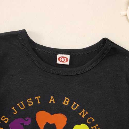 Halloween Outfit Toddler baby Girl Hocus Pocus Short Sleeve Shirt Stripe Ruffle Bell Bottoms Pants Fall Clothes Set3