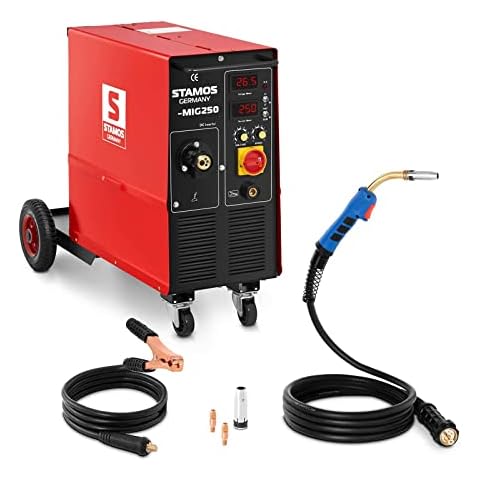 Stamos Germany S-MIG 250 MIG-/MAG-Schweißgerät 250 A 10 mm Schweißstärke MIG MAG Schweißer Schweißmaschine Schutzgas Schweißgerät Schweissgerät Cover