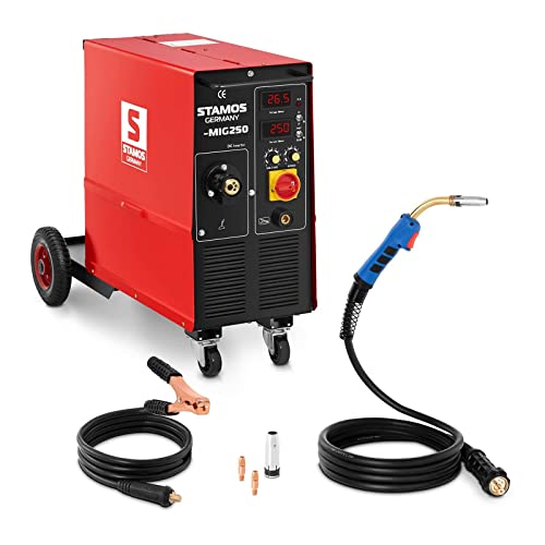 Stamos Germany S-MIG 250 Soldadora de Hilo Inverter Equipo de Soldadura MIG MAG (250A, 400...