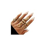 CSIYANJRY99 Gold Snake Rings Set Gold Snake Ring for Women Vintage Punk Serpent Ring Gothic Snake Knuckle Rings Boho Stackable Cobra Finger Ring Jewelry (B-4Pcs Gold)