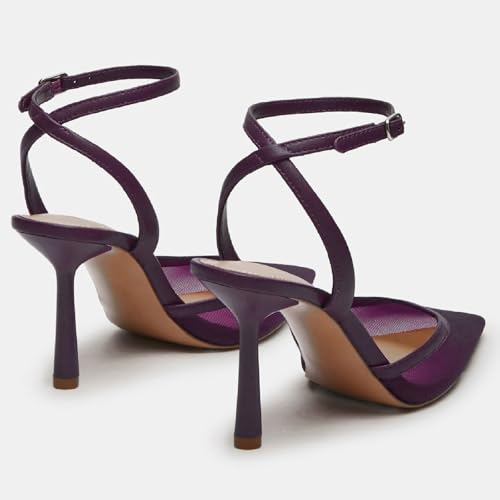 Women's Stiletto Heel Pointed Toe Pumps Fashion Cross Ankle Strap with Buckle Heeled Sandals Closed Toe Wedding Office Dressy High Heel Summer Shoes for Women2