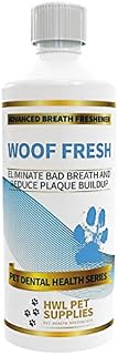 HWL Pet Supplies - Dog Breath Freshener - Advanced Dental Water Additive - Dog Mouthwash - Plaque Off Dogs - Eliminate Bad Breath & Reduce Plaque Buildup - WOOF FRESH - Dog Teeth Cleaning - Made In UK