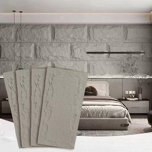 Paneles de pared 3D de imitación piedra para revestimiento interior de PU placas de 60x120cm 2