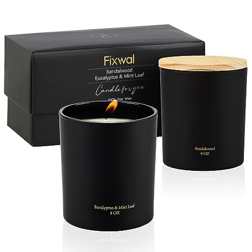 Fixwal 2 Pack Scented Candles for Home, 16oz Natural Soy Candles Gifts for Men&Women, Scented Aromatherapy Candles Soy Wax Glass Jar Candles for Christmas Birthday Valentine Thanksgiving Day Present