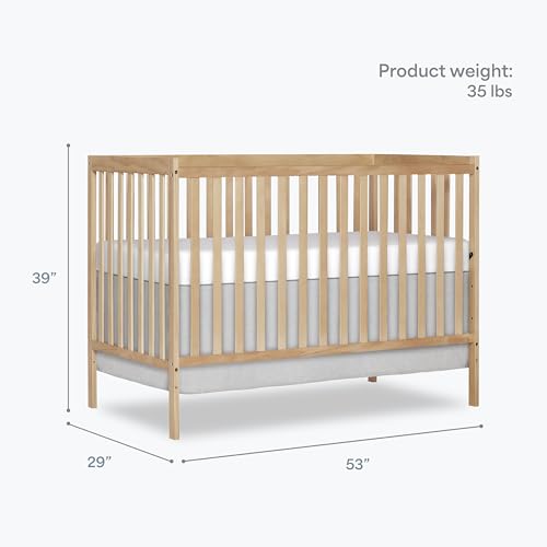 Image of Dream On Me Synergy 5-in-1 Convertible Full Size Baby Crib, GREENGUARD Gold | BSA Verified, ASTM & CPSC Tested, 3-Position Mattress Support, Converts to Toddler, Day and Full Size Bed, 50 Lb, Beechwood