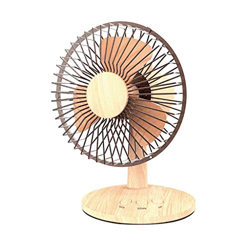 Jonerytime USB Fan,Wood Grain Fan Retro Desktop Desktop Shaking Head Fan Creative Portable