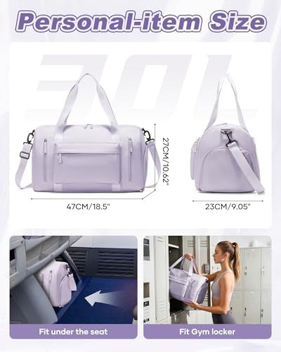 Image of Gym Bag for Women,Travel Duffel Bag with Shoes Compartment Personal Item Carry On Overnight Bag for Mens Weekender Bag Training Handbag Sports Gym Tote Bag Yoga Bag Purple