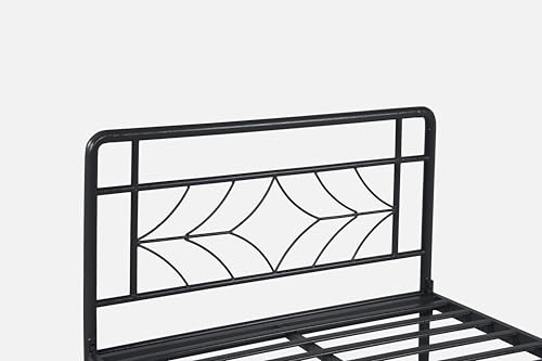 Image of Vara Metal Extra Single Size Bed Without Storage | Wrought Iron Cot with Headboard & Footboard| Sturdy Powder Coated Platform Bed Extra Single Size Cot for Bedroom (Vara Black)