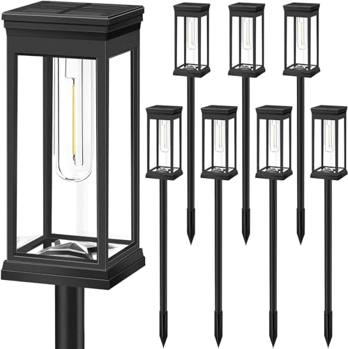 Yctze Lampade Solari da Giardino 8 Pezzi - Illuminazione Paesaggistica per Esterni Ecologica, Luci da Percorso di Facile Installazione per Giardini, Cortili e Prati