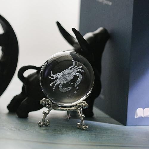 Vskikris 3D Crystal Ball With Crab Figurines Glass Balls With Stand 3D Crystal Sphere Paperweight Gifts #TOP4