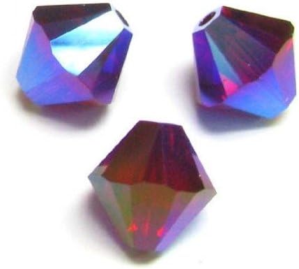 72 pcs Austria Elements 5328 Xilion Bicone Crystal Siam Red AB 2X 4mm / Findings/Austrian Elements