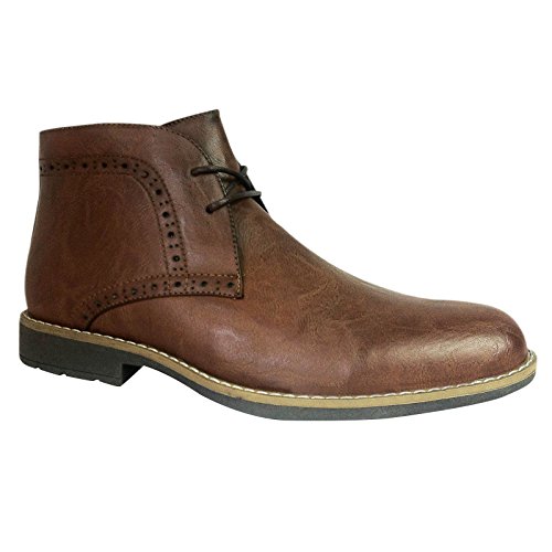 Xelay Botas de tobillo para hombre, con forro de piel, estilo chelsea, estilo informal, con punta puntiaguda, talla Reino Unido, color Marrón, talla 39 1/3 EU Cover