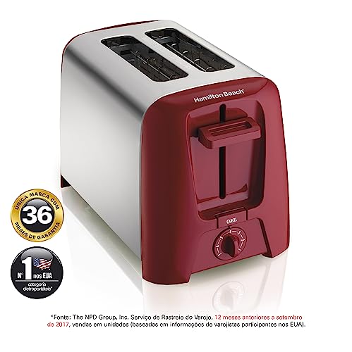 Torradeira Elétrica Hamilton Beach Cromada/Vermelha, 110v