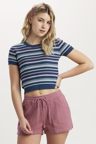 Image of Unionbay Women's Kensington Stripe Short Sleeve Crewneck Sweater
