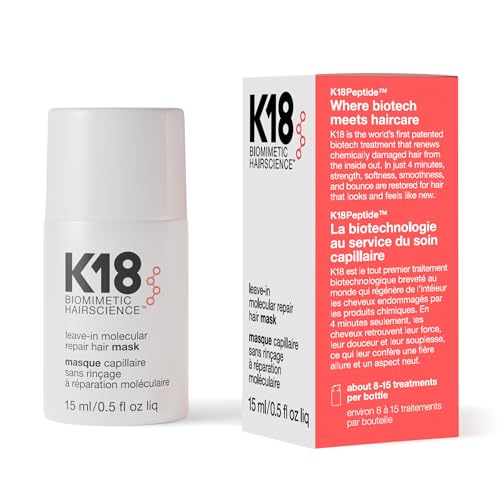 K18 Leave-In Molecular Repair Hair Mask - Peptide Hair Treatment Mask for Bleach, Color, Chemical +...
