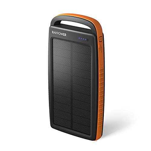 Solar Charger 20000mAh RAVPower Portable Charger Solar Power Bank with Dual 2.4A Outputs, External Battery Pack with Flashlight for Smartphones, Tablets and More(Orange)