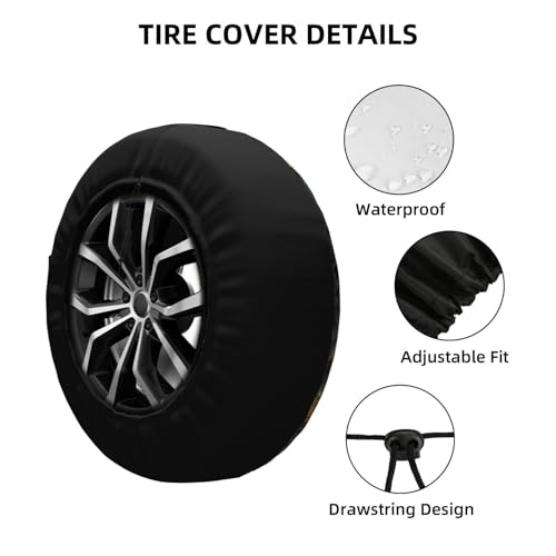 Image of Starry Sky Deer Spare Tire Cover Wheel Protectors Weatherproof Deer Pattern Wheel Covers Universal Fit for Trailer RV SUV Truck Camper Travel Trailers Accessories 14 Inch