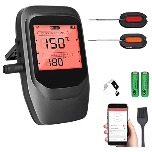 Termometro Carne, Sendowtek Termómetro de Cocina con 2 Sondas, Digital Cocina Termómetro Bluetooth con App iOS & Android, Alarma, Magnético, Termómetro de barbacoa para BBQ/Fumadores/Parrilla/Horno