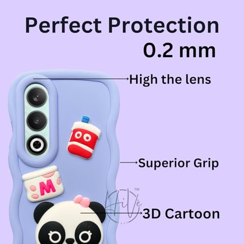 Image of Fancy Back Cover for Oneplus Nord CE4 5G Cute Panda 3D Cartoon Silicone Phone Case (Purple)