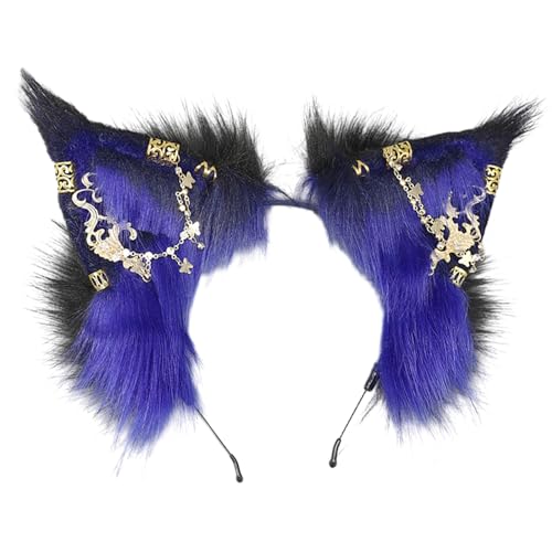 NONGYU Diadema de orejas de gato para cosplay con aretes de aleación para mujeres y adolescentes, para entusiastas de las películas, reuniones temáticas de anime