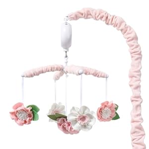 The Peanutshell Crib Mobile for Girls – Pink Musical Baby Crib Mobile with 12 Lullabies, Flower Baby Pink Floral Nursery Decor