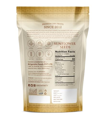 Image of GreenFinity Raw Sunflower Seeds | Rich in Protein, Fiber, Vitamins and Antioxidants | Nutritious Healthy Diet Food for Weight Management, Immunity, Everyday Snacking, Cooking, Salads, Smoothies (500g)