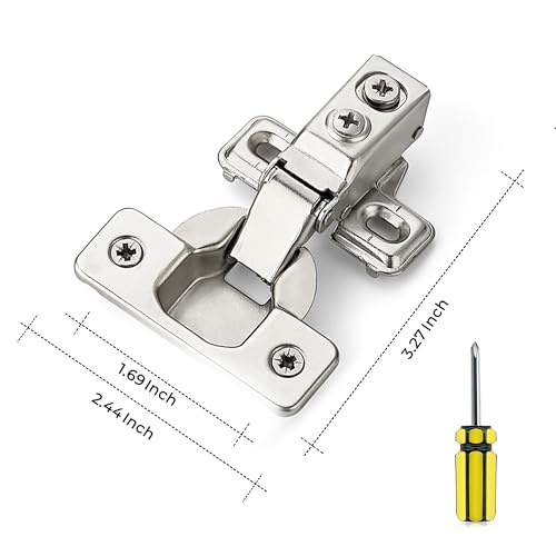 Ravinte 20 Pack 10 Pairs 1/2 Inch Overlay Brushed Nickel Short Arm Kitchen Cabinet Hinges,Soft Close 105 Degree Concealed Hinges with Screwdriver and Mounting Screws Used for Face Frame Door by Ravinte - Used condition - Image 3
