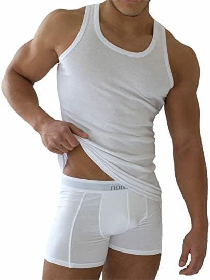 Men's 100% Cotton Singlet Sleeveless Vests Large White Bodybuilding Training Gym Tank Tops Basic Plain Colour Casual Undershirt