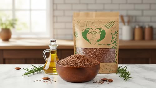 Image of Parshutara Farm Flax Seeds 1kg | 100% Natural Alsi Beej | Rich in Omega-3, Fiber & Protein | Healthy Superfood for Eating & Cooking